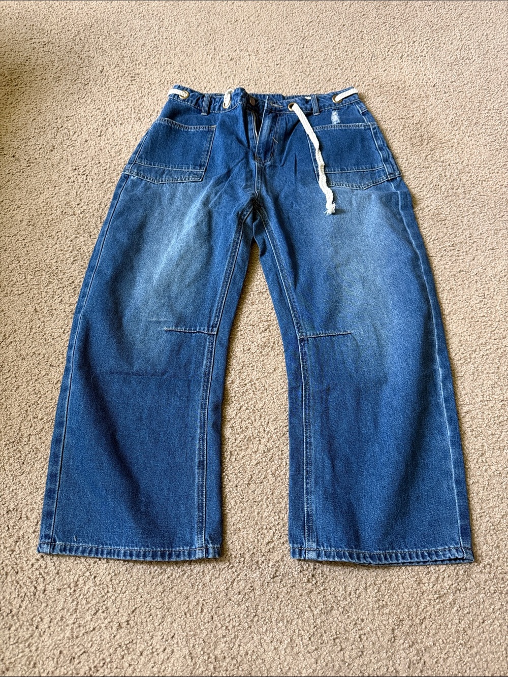 Womens barrel jeans Blue Denim Utility with Drawstring